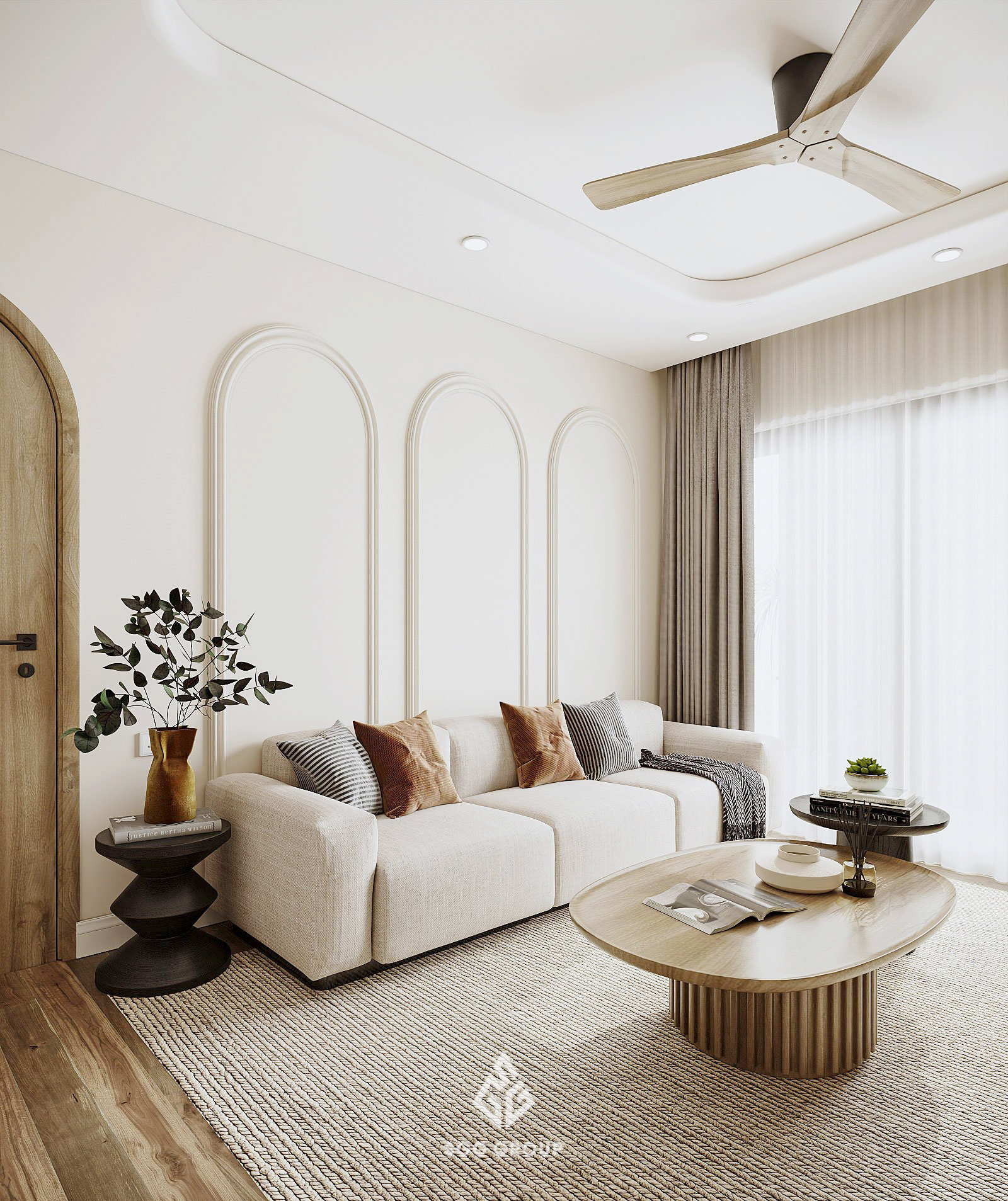 Thiết kế nội thất căn hộ 3PN theo phong cách Farmhouse - TRINITY TOWER