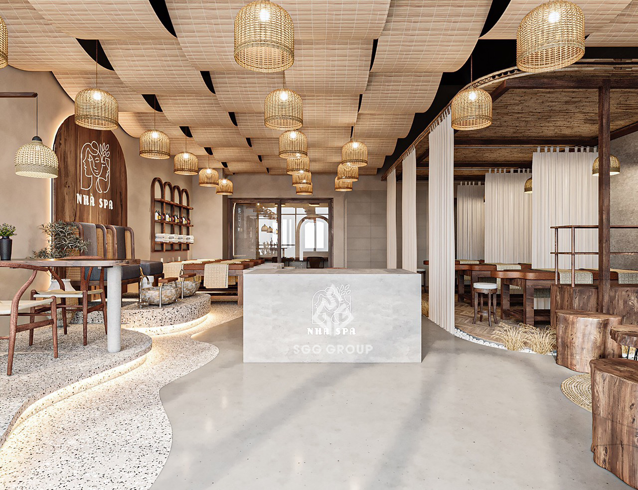 NHÀ SPA - THIẾT KẾ SPA THEO PHONG CÁCH MỘC