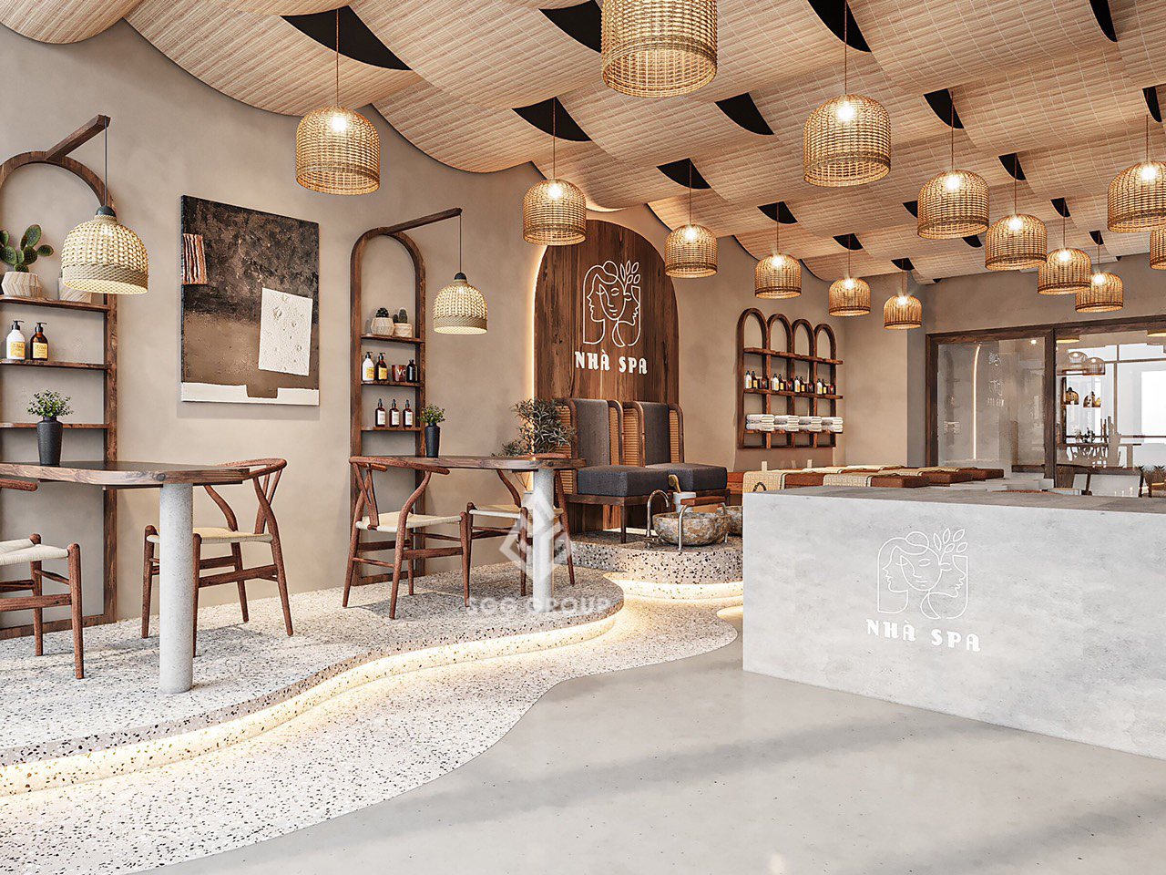 NHÀ SPA - THIẾT KẾ SPA THEO PHONG CÁCH MỘC
