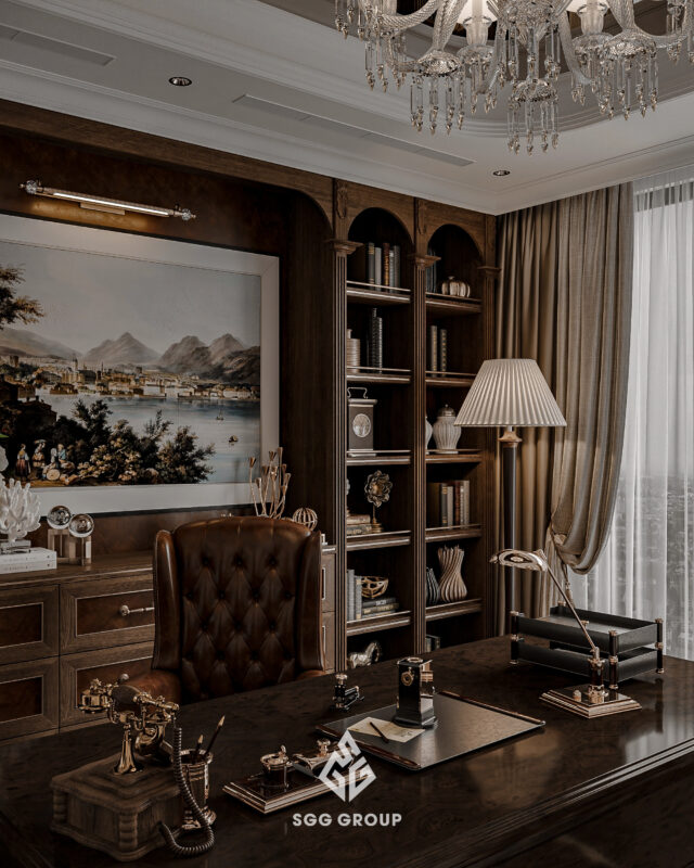 Thiết kế thi công nội thất phòng làm việc chủ tịch sang trọng lịch lãm