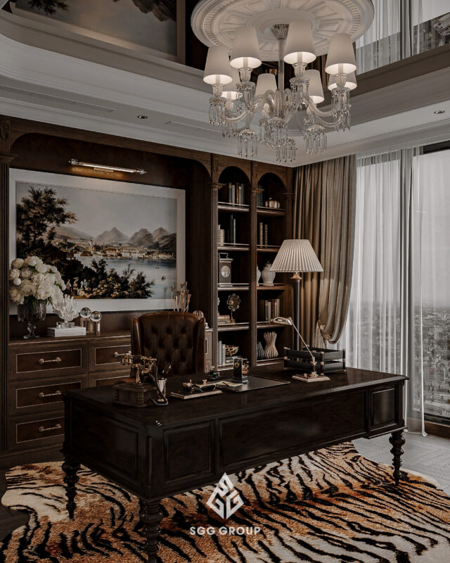 Thiết kế thi công nội thất phòng làm việc chủ tịch sang trọng lịch lãm