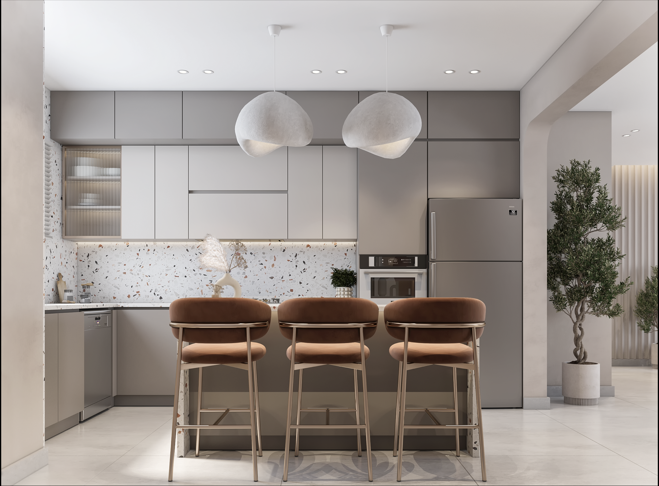 SGG Interior - yếu tố làm lên thiết kế phòng khách, phòng bếp hiện đại