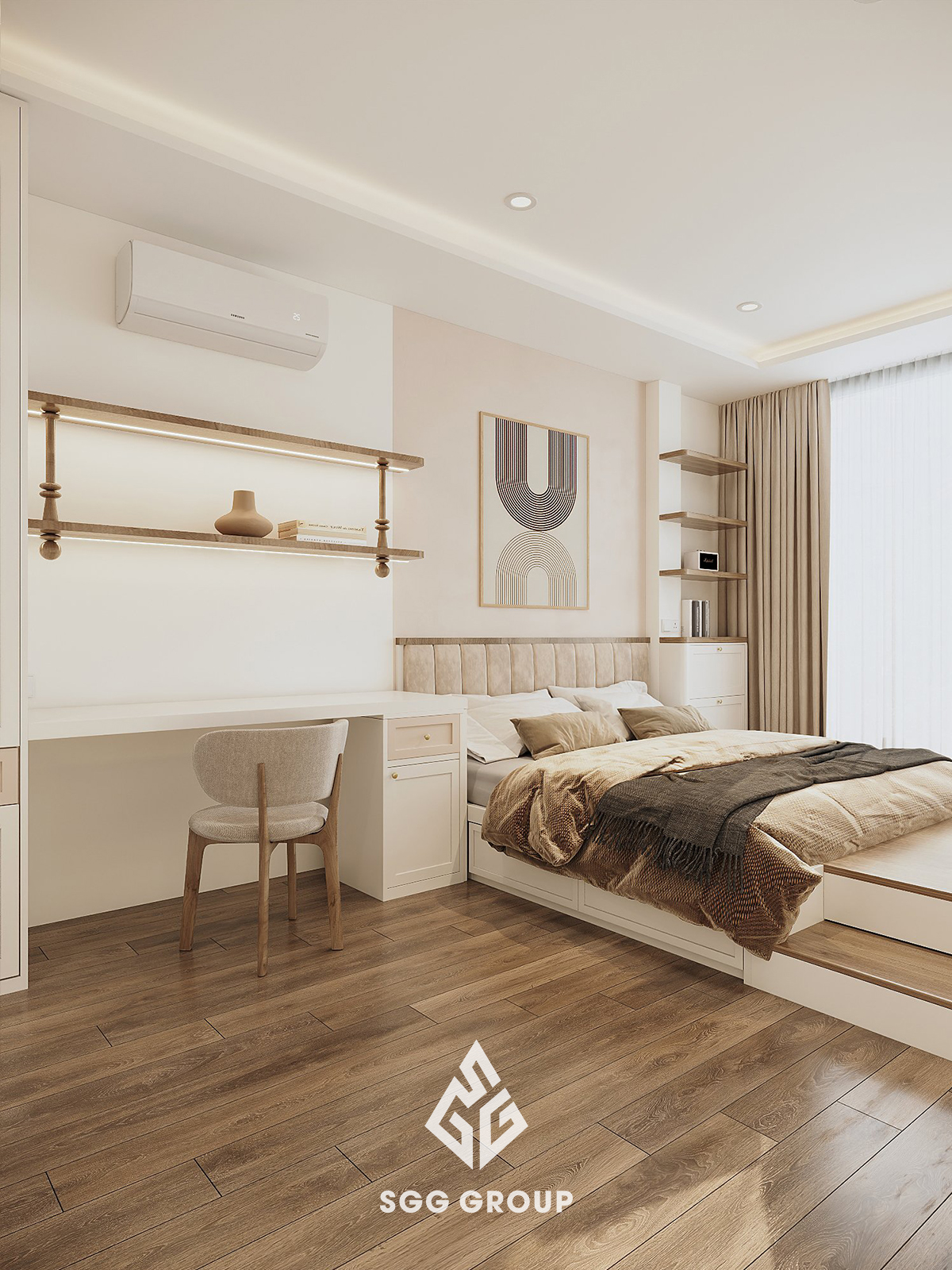 Nội thất nhà phố Cầu Giấy 5 tầng theo phong cách Farmhouse
