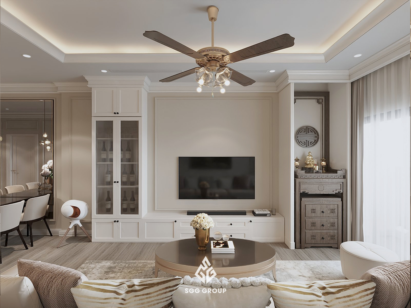 Thiết kế tân cổ điển sang trọng tại căn hộ chung cư BRG Lê Văn Lương - Diamond Residence