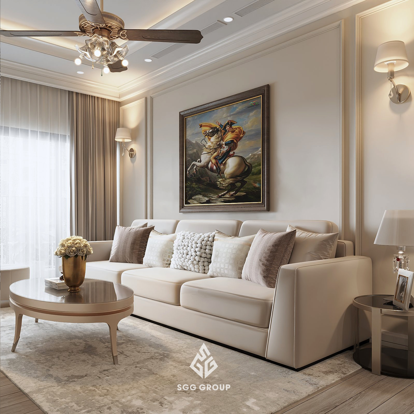 Thiết kế tân cổ điển sang trọng tại căn hộ chung cư BRG Lê Văn Lương - Diamond Residence