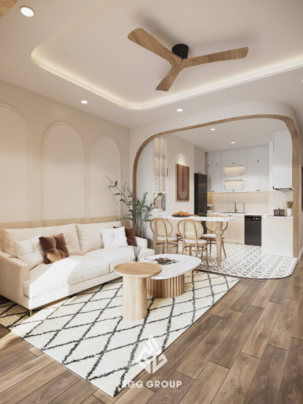 Những đường cong hoàn hảo trong thiết kế nội thất tại căn hộ chung cư Times city