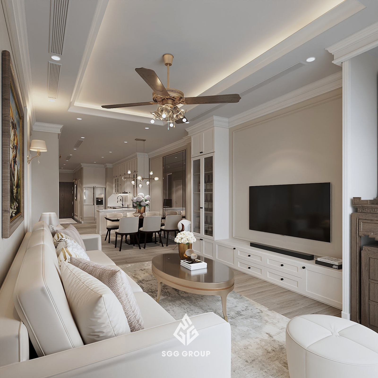 Thiết kế tân cổ điển sang trọng tại căn hộ chung cư BRG Lê Văn Lương - Diamond Residence