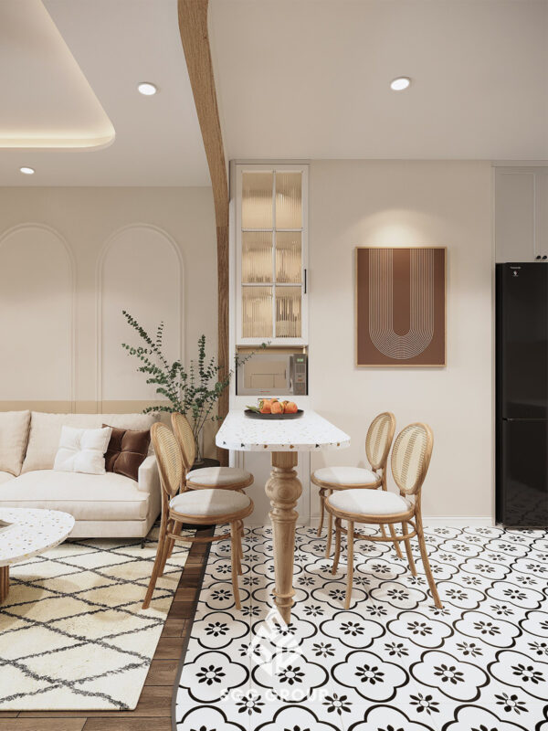 Những đường cong hoàn hảo trong thiết kế nội thất tại căn hộ chung cư Times city