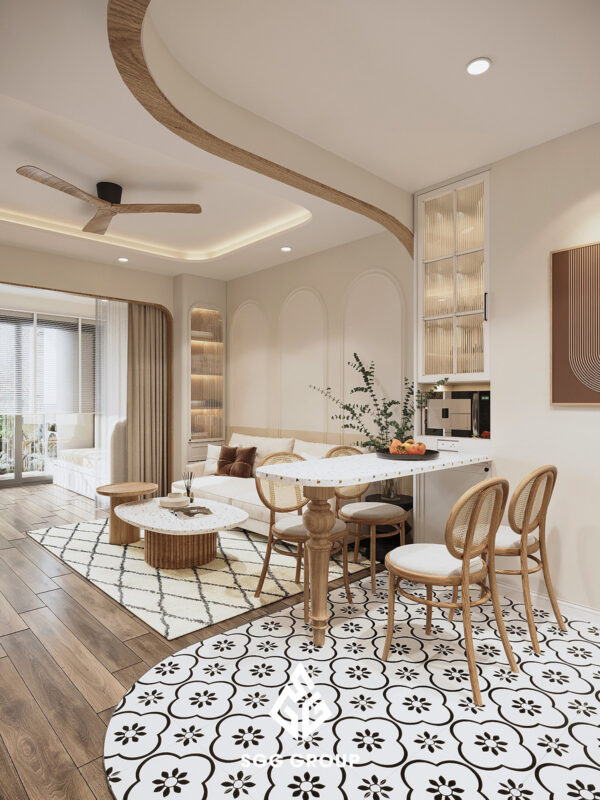 Những đường cong hoàn hảo trong thiết kế nội thất tại căn hộ chung cư Times city