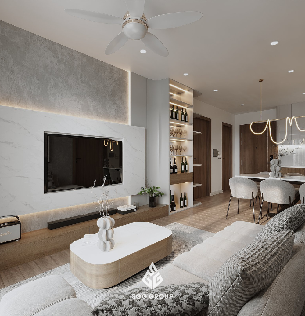 Vẻ đẹp hiện đại, tối giản tại căn hộ 2PN (67m2) The Pavilion – Vinhomes Ocean Park