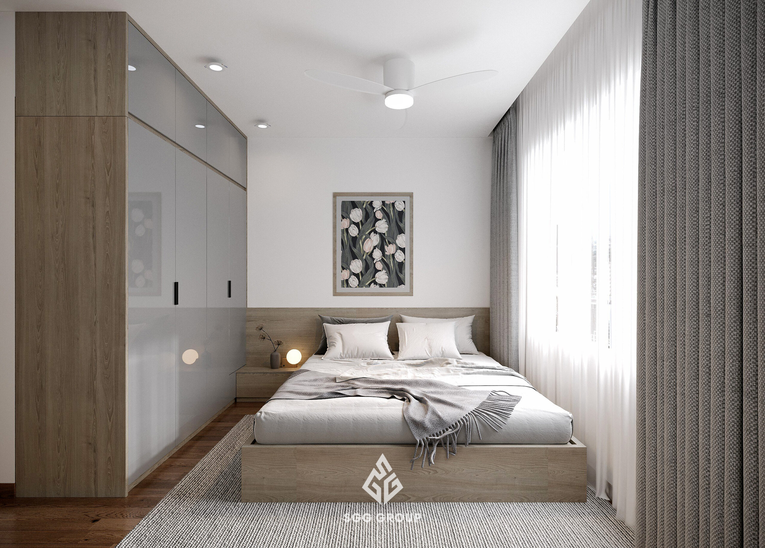BMG căn hộ 3 phòng ngủ (96m2) nội thất gam màu Đen - Xám nhã nhặn
