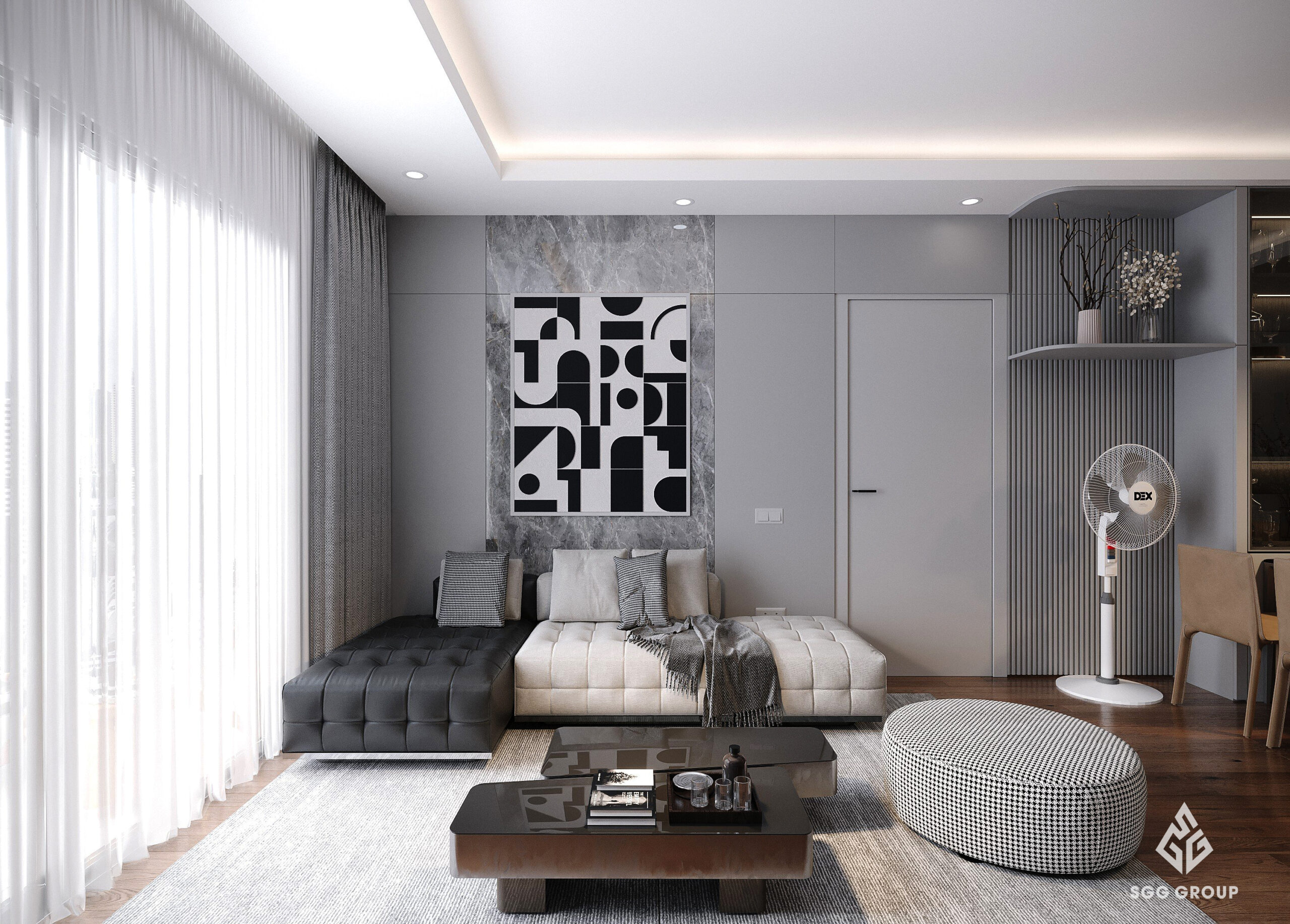 BMG căn hộ 3 phòng ngủ (96m2) nội thất gam màu Đen - Xám nhã nhặn