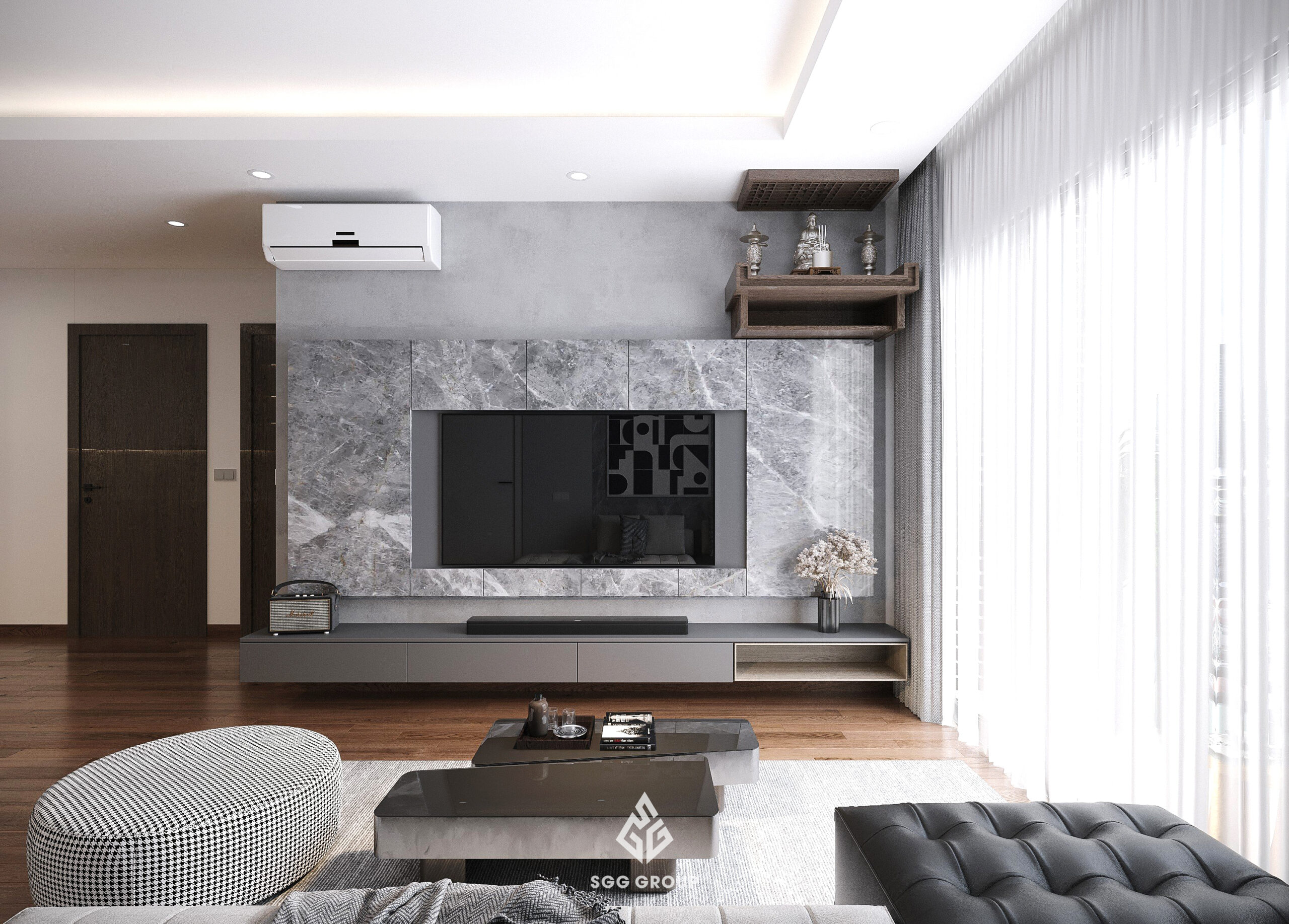 BMG căn hộ 3 phòng ngủ (96m2) nội thất gam màu Đen - Xám nhã nhặn