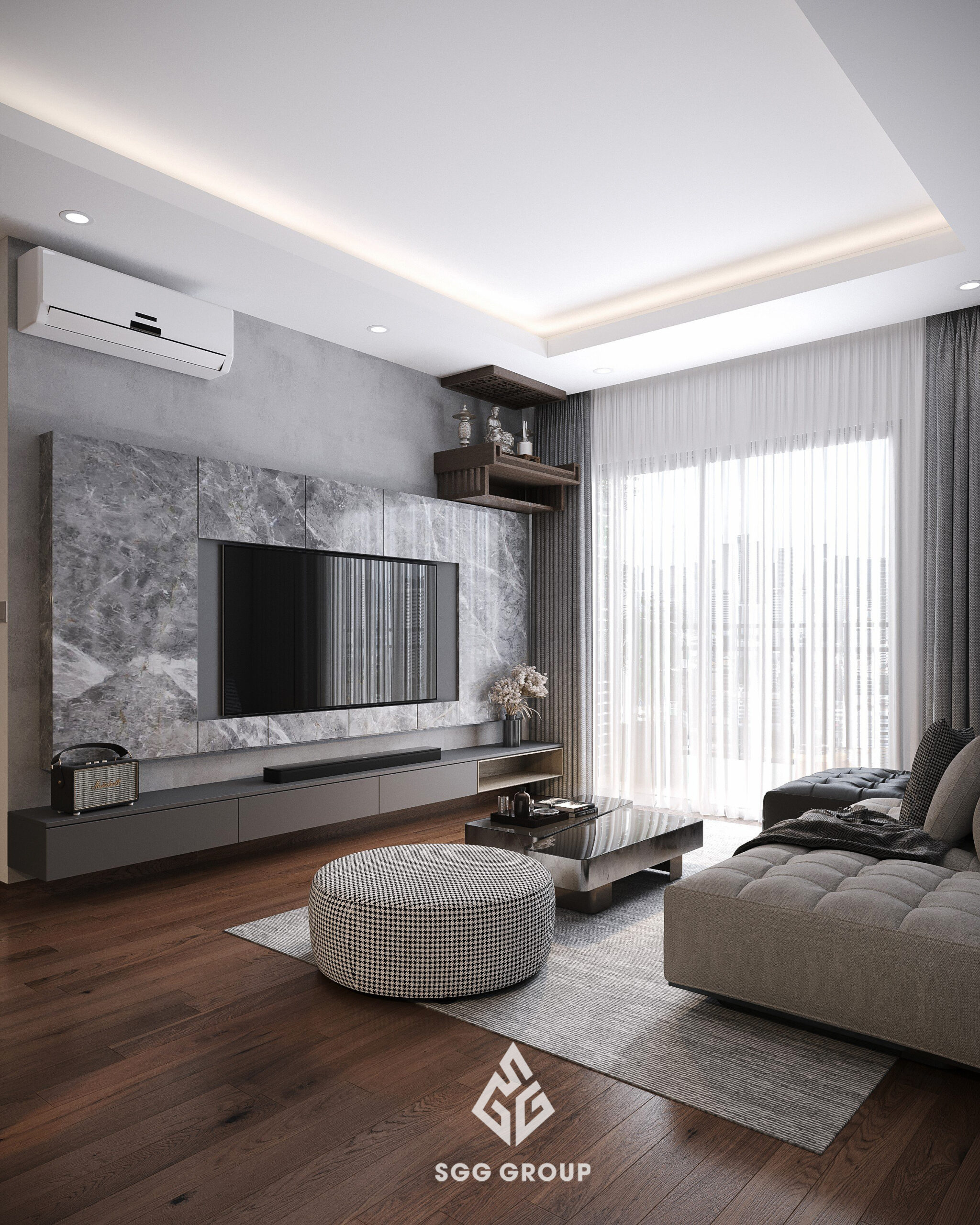BMG căn hộ 3 phòng ngủ (96m2) nội thất gam màu Đen - Xám nhã nhặn