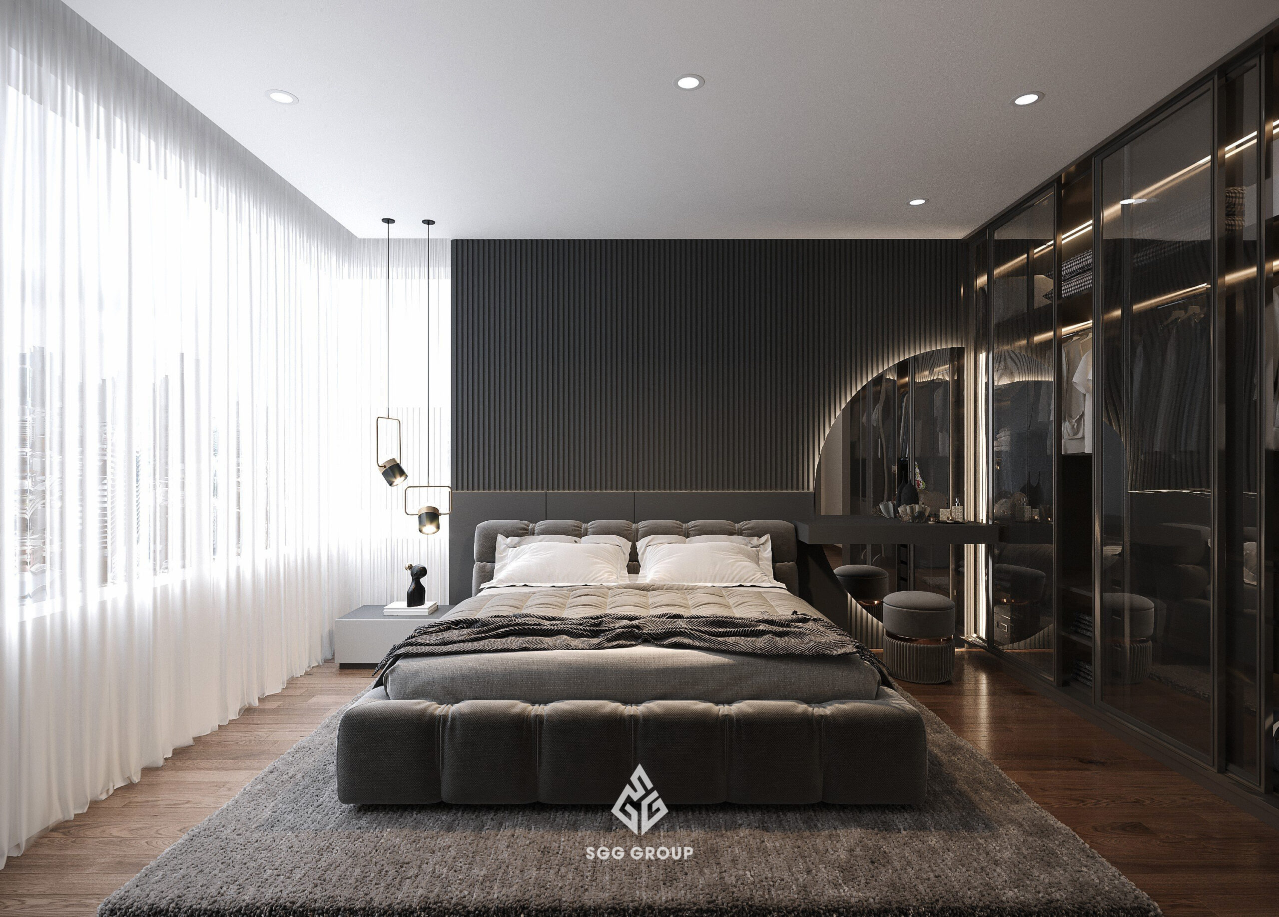 BMG căn hộ 3 phòng ngủ (96m2) nội thất gam màu Đen - Xám nhã nhặn