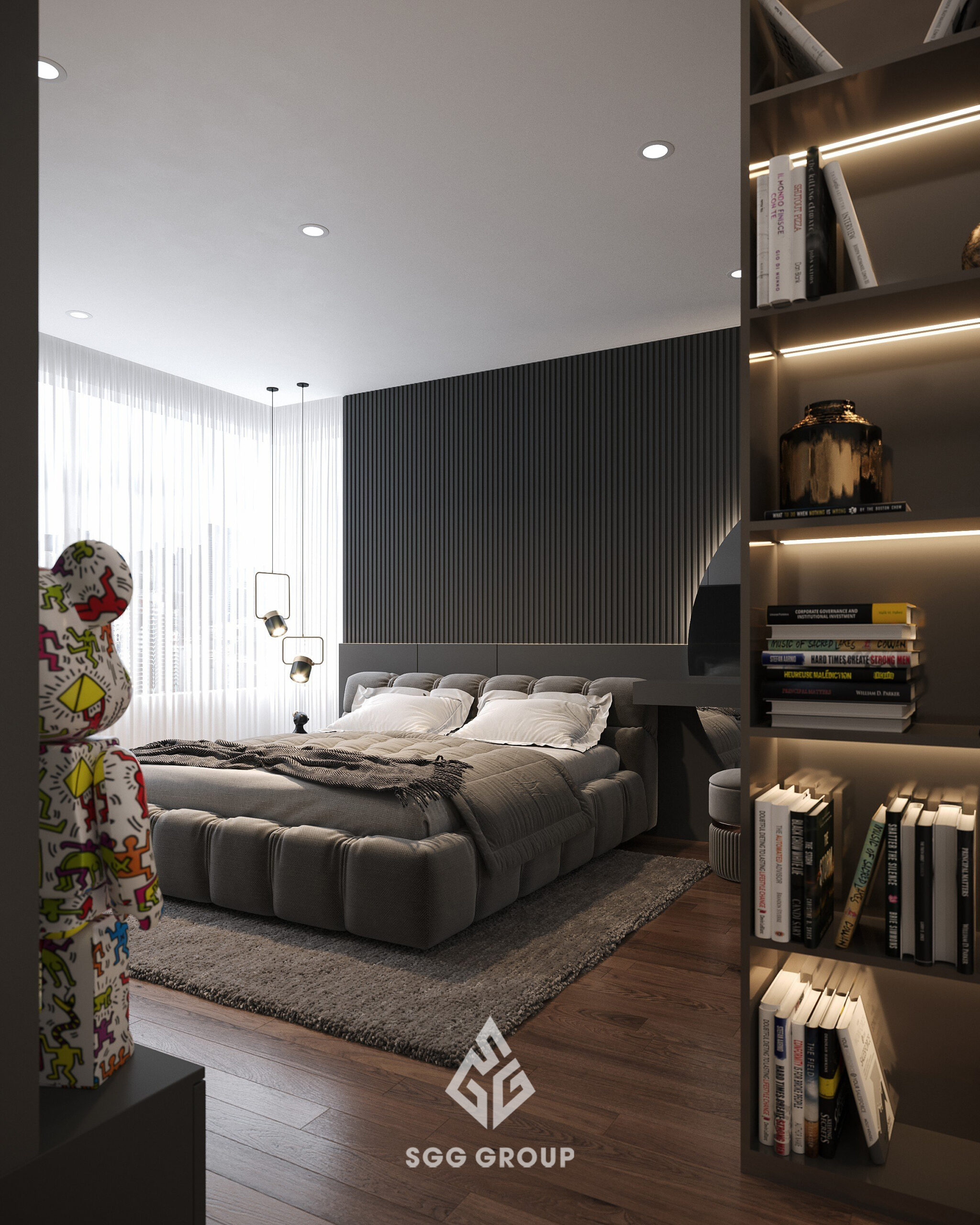 BMG căn hộ 3 phòng ngủ (96m2) nội thất gam màu Đen - Xám nhã nhặn