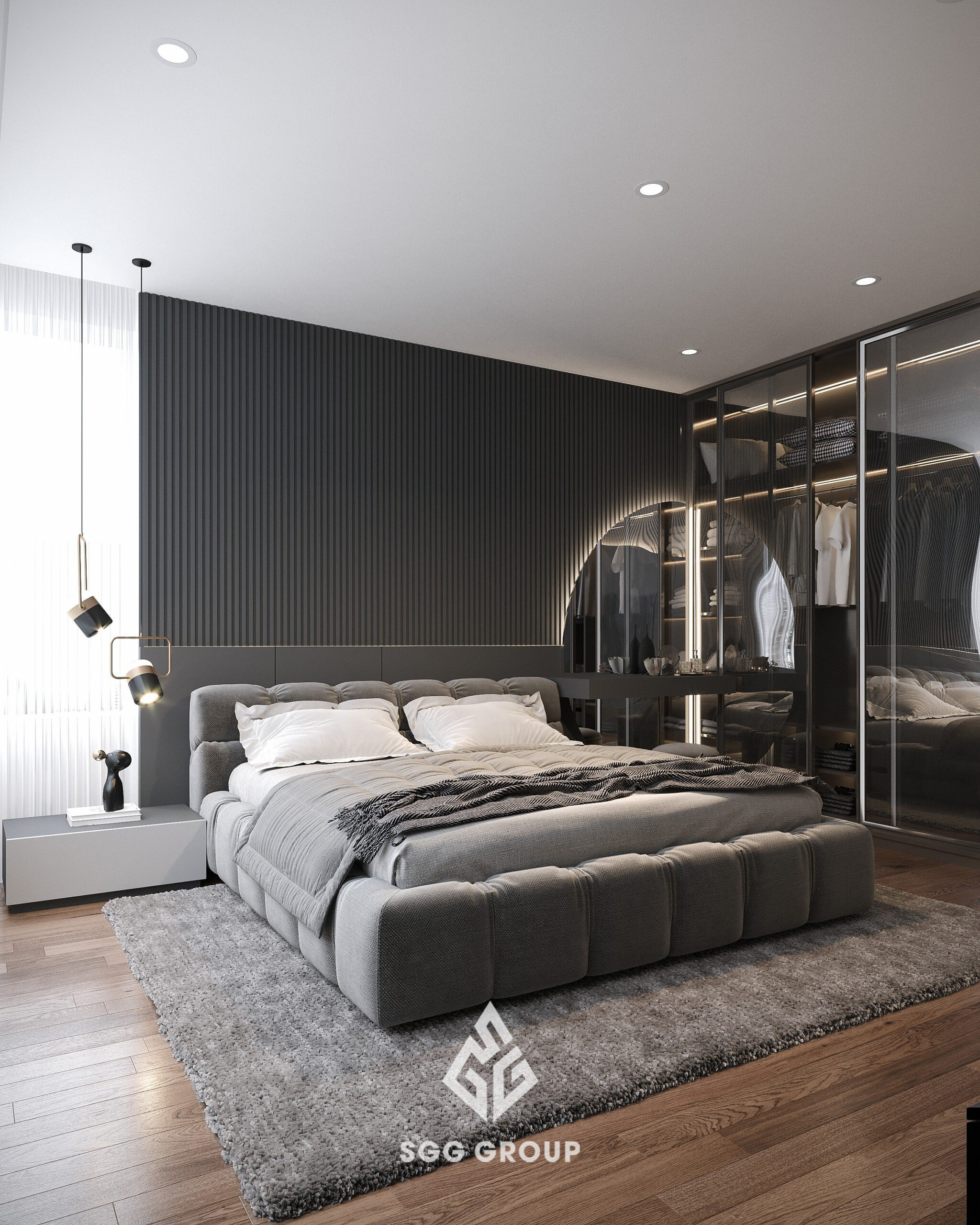 BMG căn hộ 3 phòng ngủ (96m2) nội thất gam màu Đen - Xám nhã nhặn