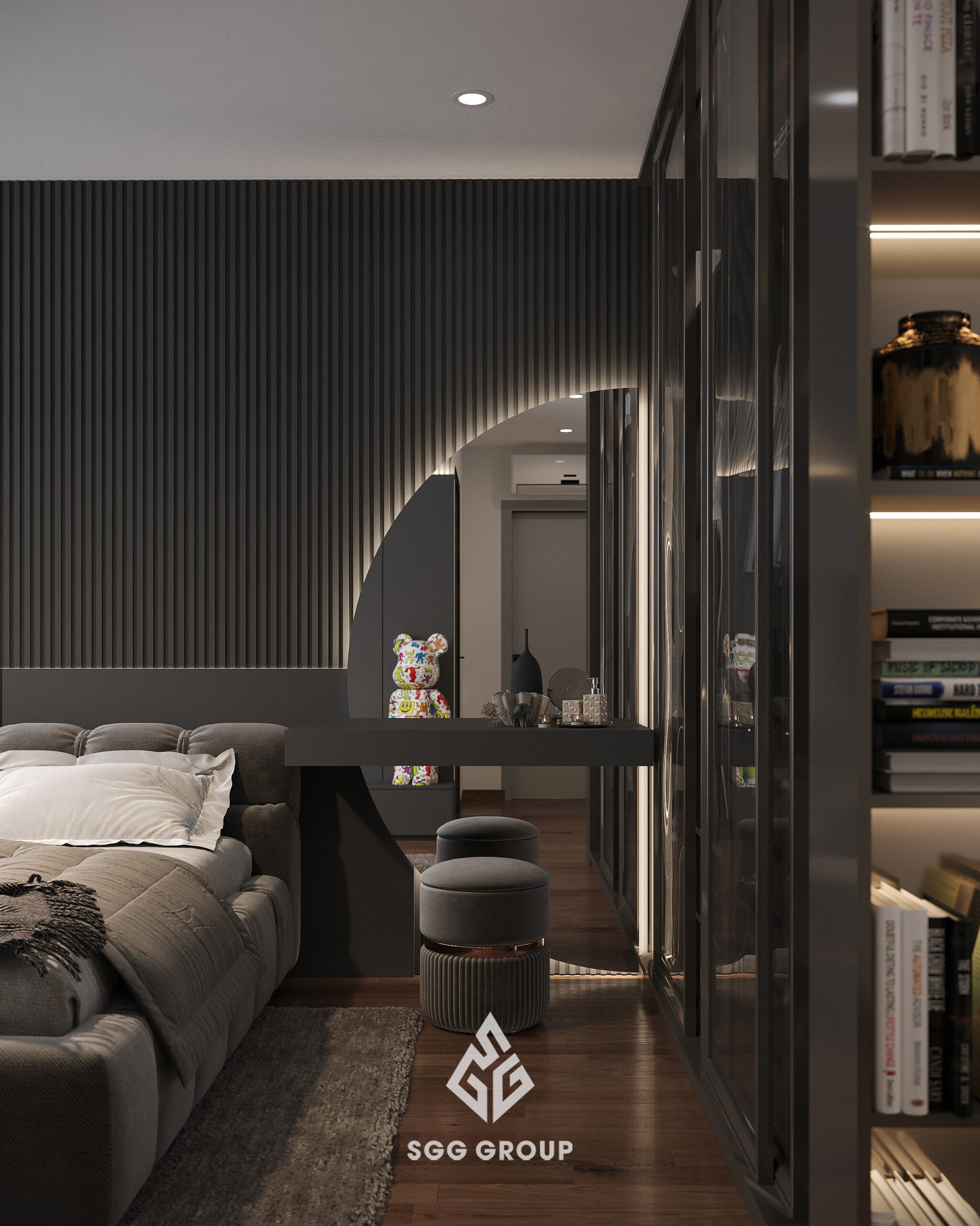 BMG căn hộ 3 phòng ngủ (96m2) nội thất gam màu Đen - Xám nhã nhặn