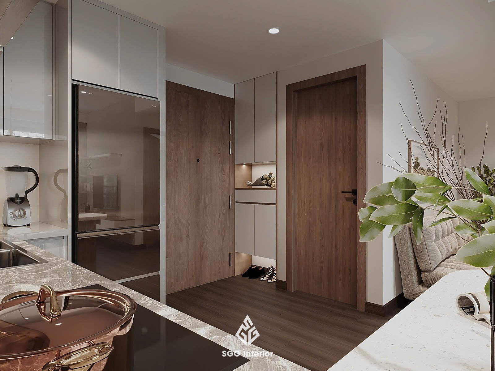 Thiết kế tối giản, tập trung vào công năng cho căn hộ 1PN+1 Vinhomes Ocean Park