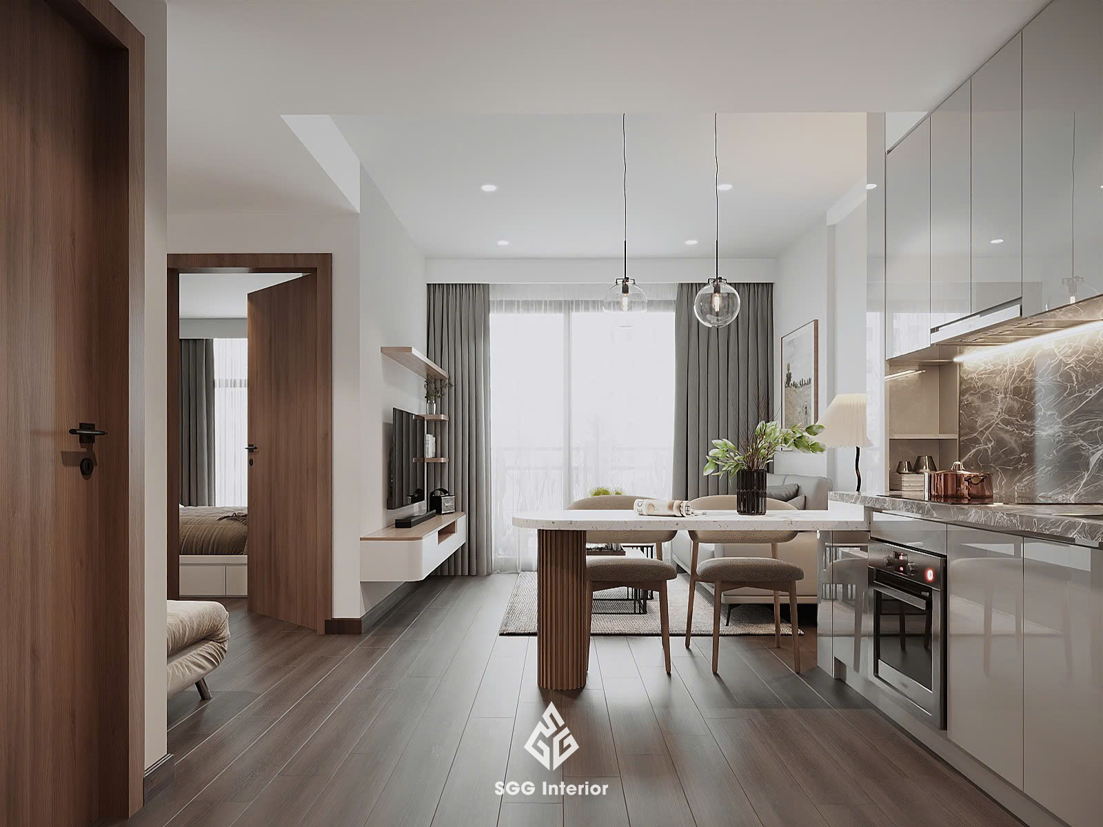Thiết kế tối giản, tập trung vào công năng cho căn hộ 1PN+1 Vinhomes Ocean Park