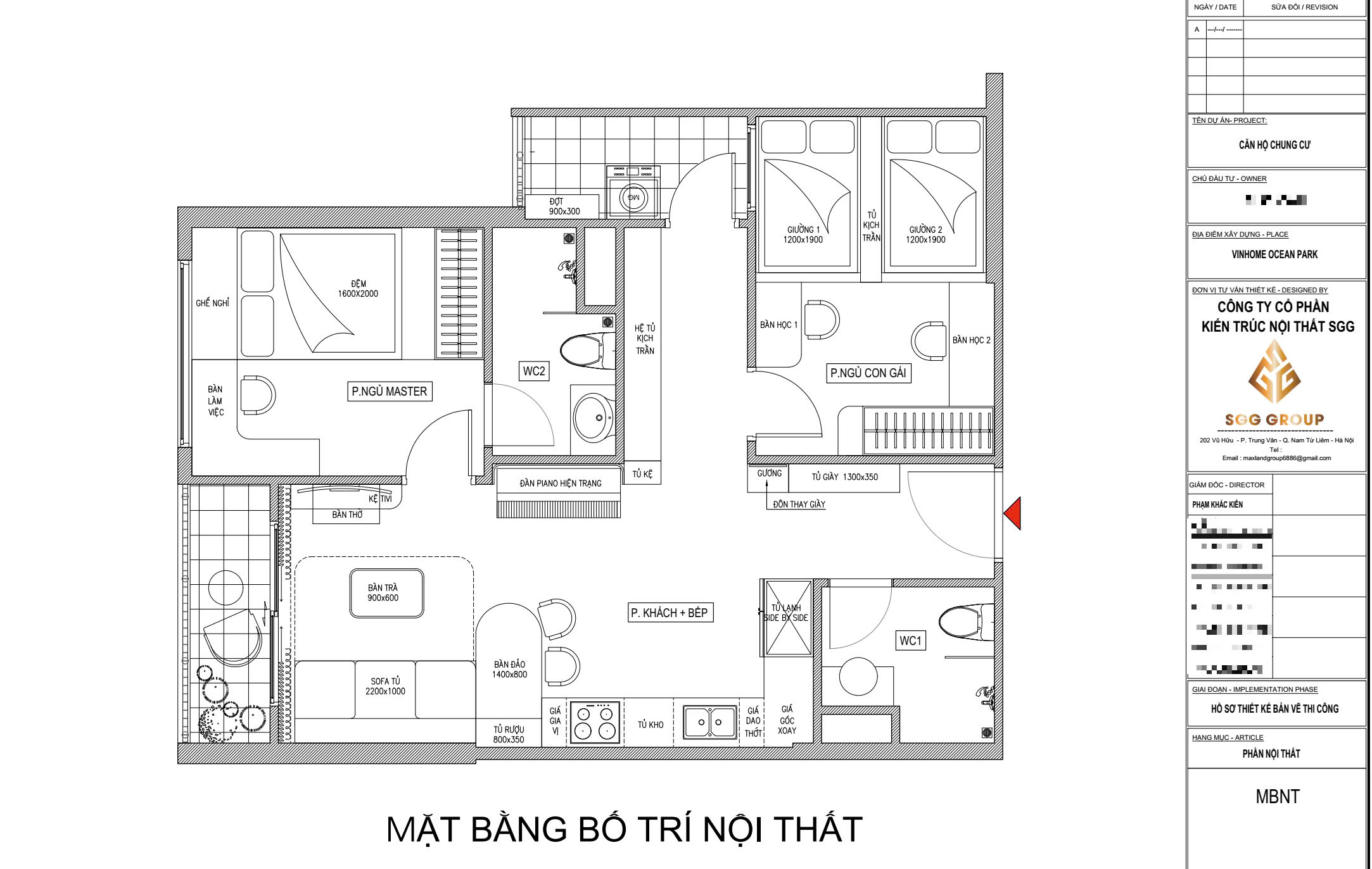 Cải tạo tăng không gian lưu trữ cho căn hộ 2PN (54m2) tòa S1.06 Vinhomes Ocean Park