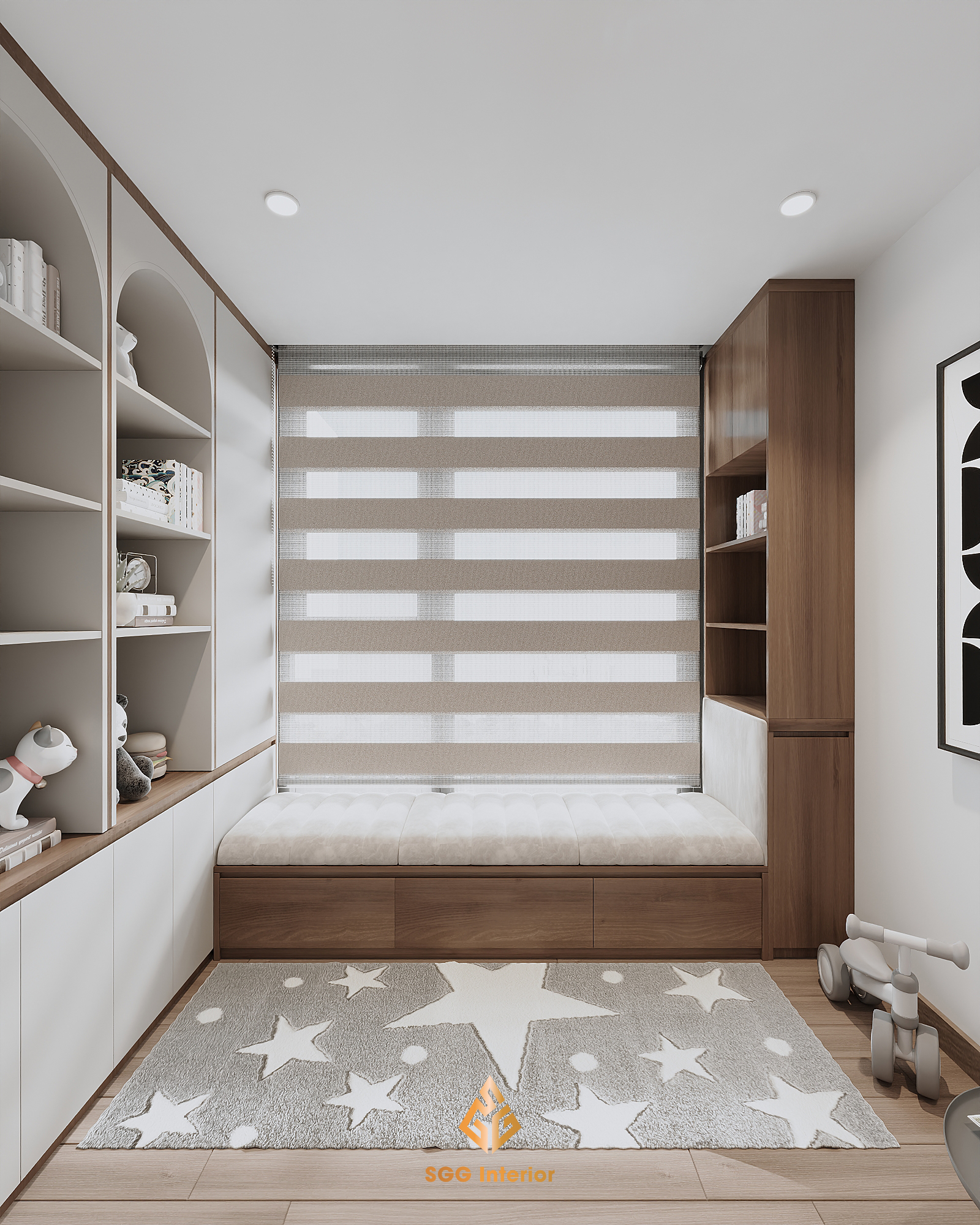 Nội thất hiện đại và đơn giản tại căn hộ 3PN (93m2) Vinhomes Ocean Park I
