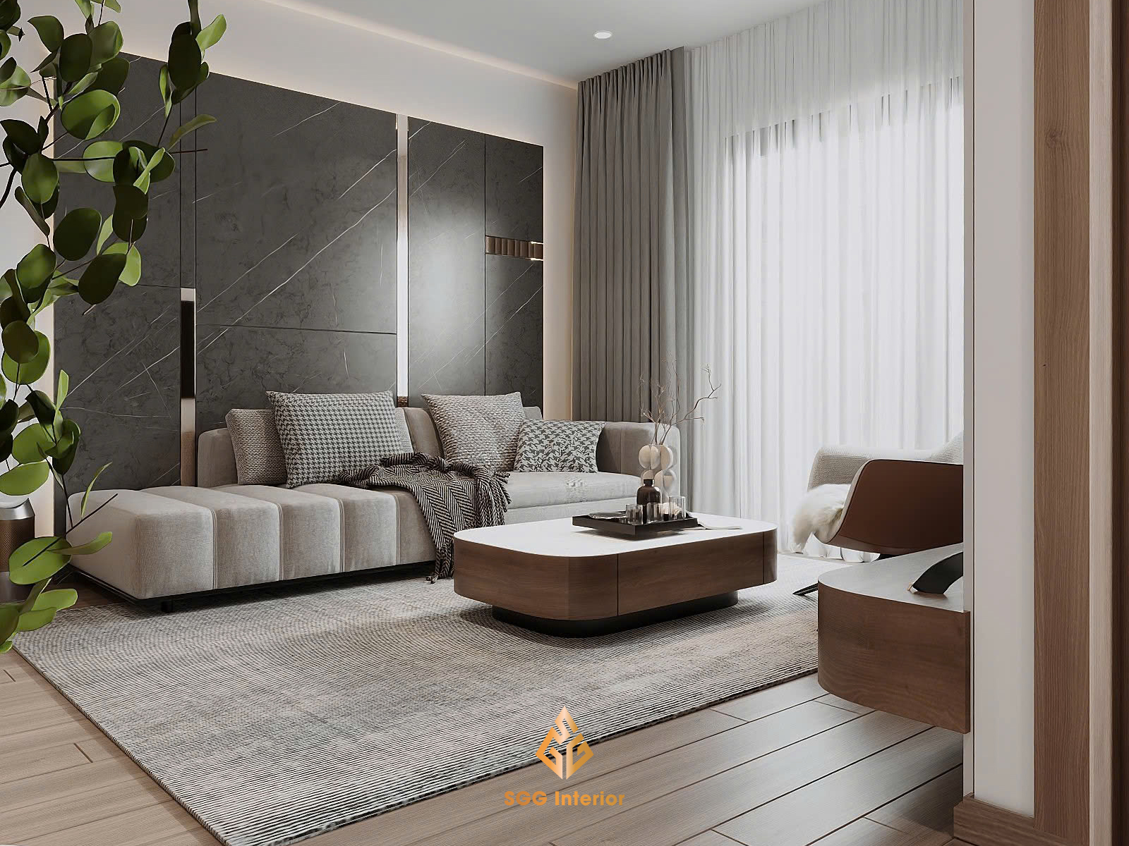 Nội thất hiện đại và đơn giản tại căn hộ 3PN (93m2) - The Pavilion