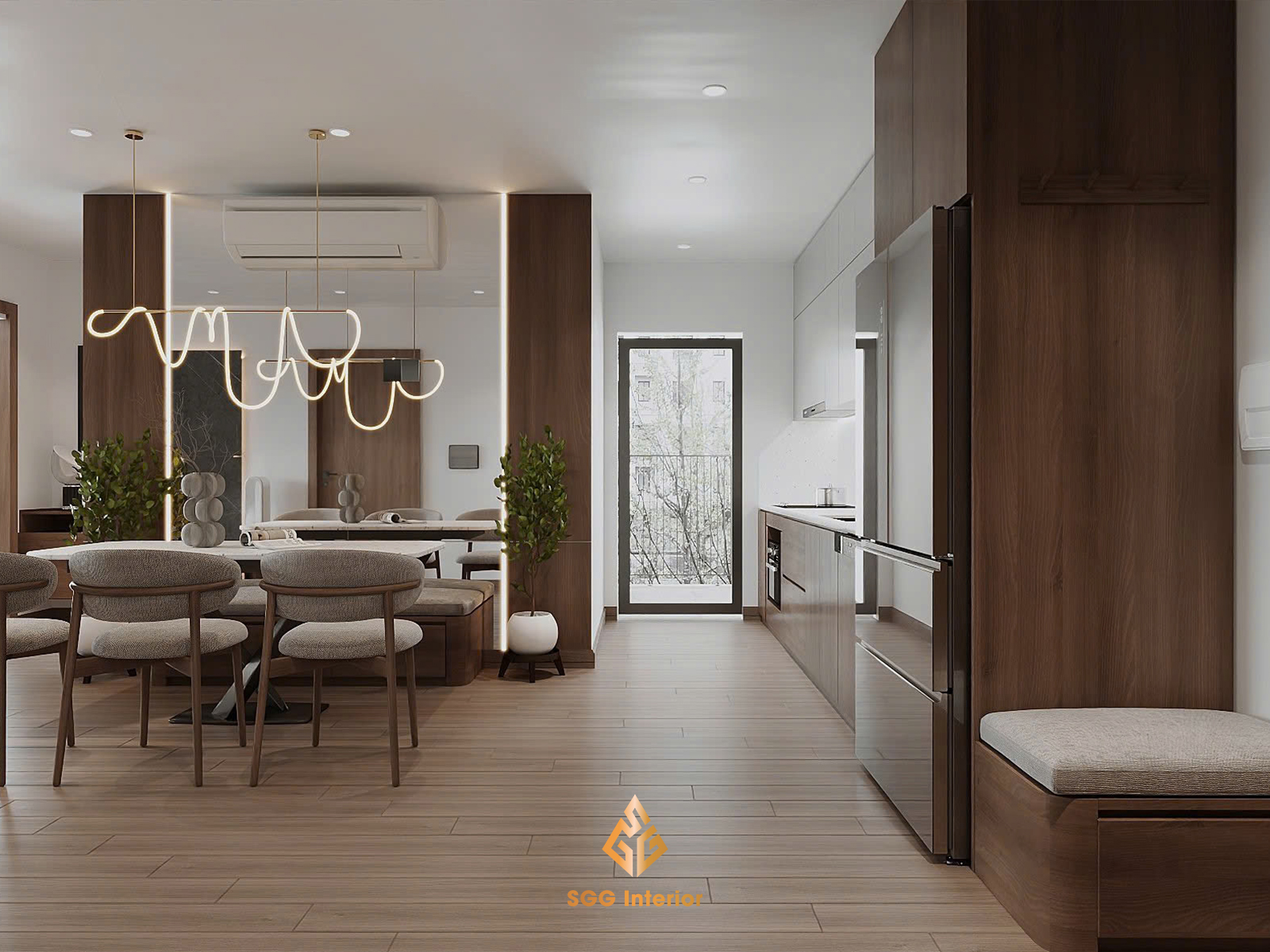 Nội thất hiện đại và đơn giản tại căn hộ 3PN (93m2) Vinhomes Ocean Park I