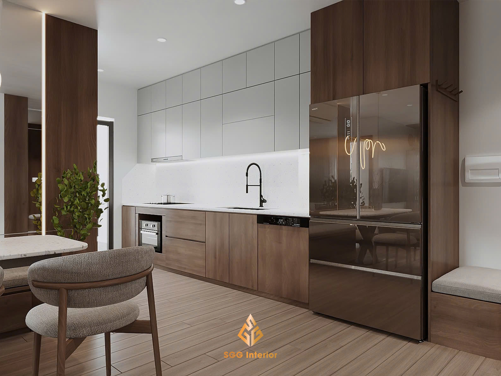Nội thất hiện đại và đơn giản tại căn hộ 3PN (93m2) Vinhomes Ocean Park I